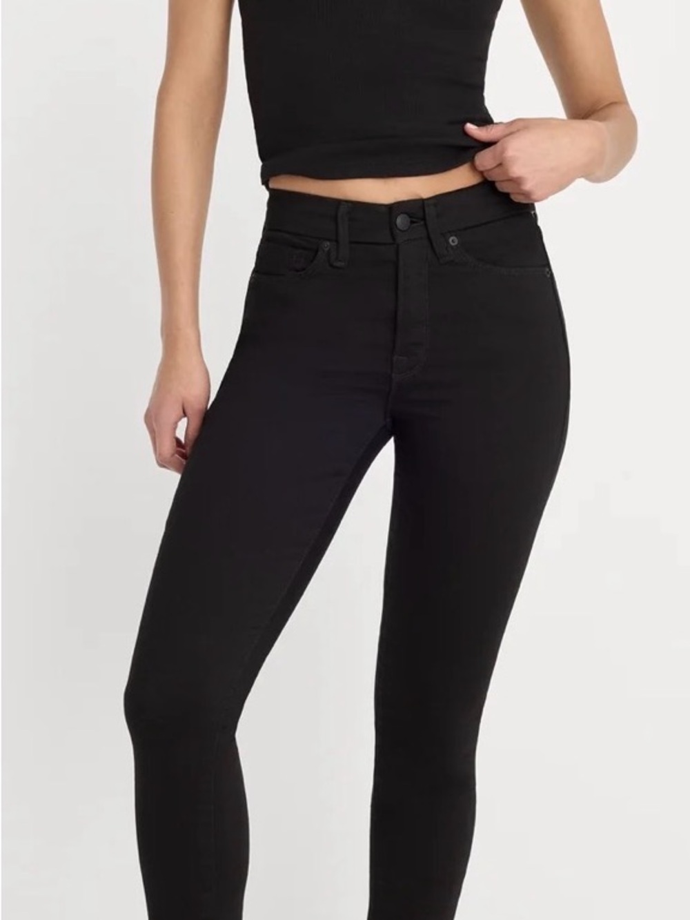 Good American Never Fade Good Legs Black High-Rise Skinny Jeans